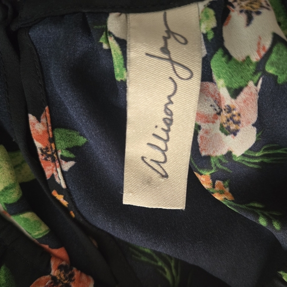 Floral Cold Shoulder Top - Blue With Pink Flowers - Picture 3 of 3